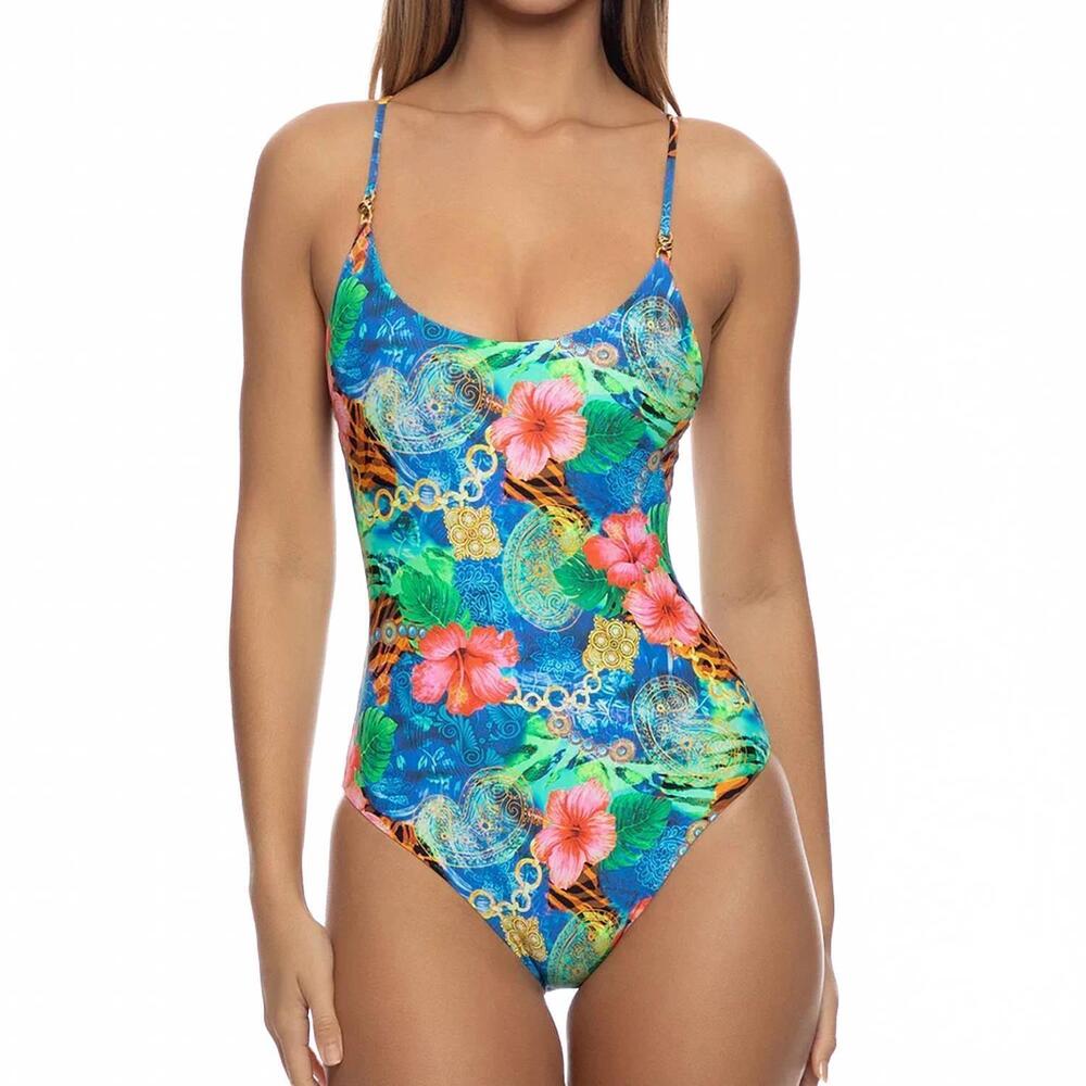 NEW LULI FAMA jungle reign reversible link one piece in blue